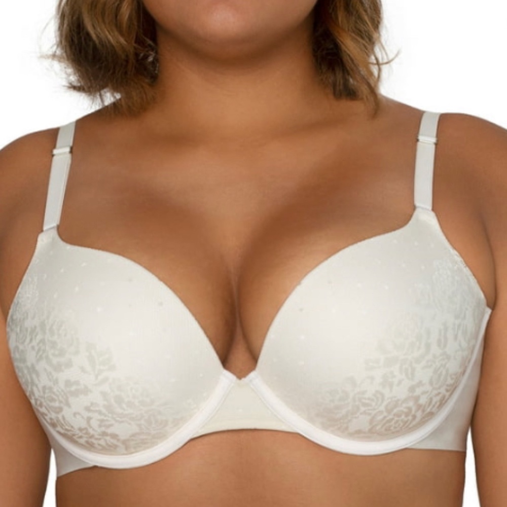 Secret Treasures Women's Back Smoothing Lace Push Up Bra Size 34A Cream